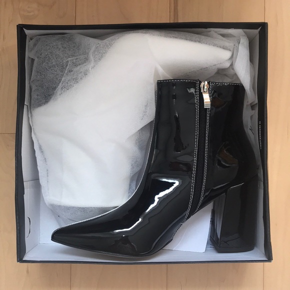 Nasty Gal black and white faux patent booties - Picture 2 of 4